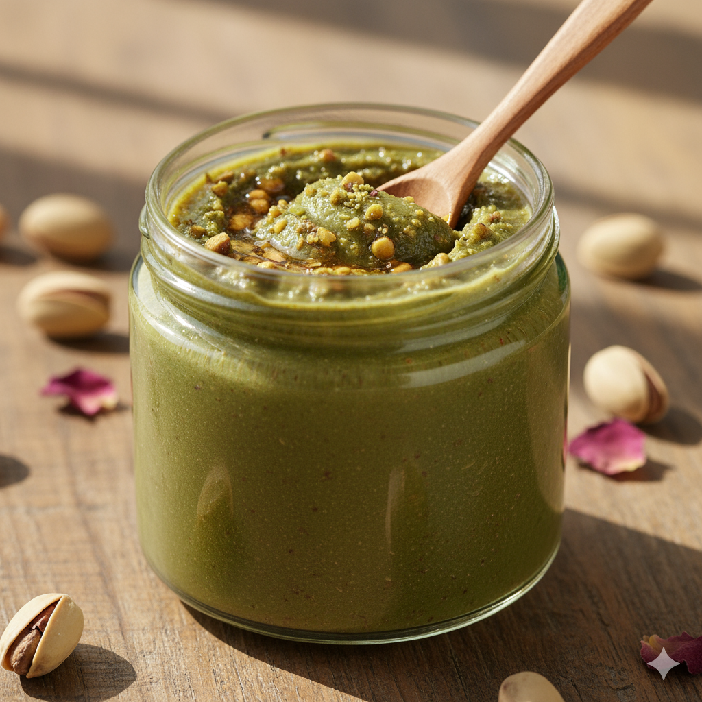 ROYAL Pistachio RIRZ Ancient Energy Blend — B6-rich pistachios, sesame seeds, local butter, pure honey in an 8 oz glass jar